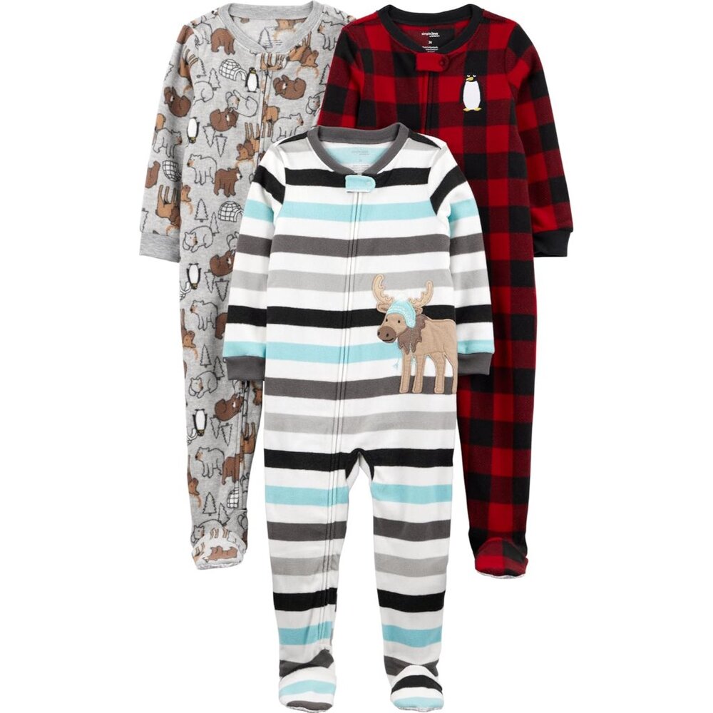 baby-boys Loose-Fit Flame Resistant Fleece Footed Pajamas